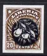 Liberia 1909 Pepper Plant 20c with centre inverted imperf single being a 'Hialeah' forgery on gummed paper (as SG 256ba), stamps on , stamps on  stamps on plants, stamps on  stamps on food, stamps on  stamps on spices, stamps on  stamps on forgery, stamps on  stamps on forgeries
