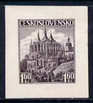 Czechoslovakia 1936 Die Proof of 1k60 St Barbaras Church in purple on wove paper, as SG 355a, stamps on churches