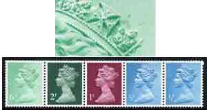 Great Britain 1971 Machin multi-value coil (6p,2p,1p,1/2p,1/2p) with constant variety 'flaw over crown on 6p' (ex G3 coil roll 1) SG spec U143ca unmounted mint, stamps on , stamps on  stamps on varieties, stamps on  stamps on gb