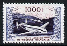 France 1954 Air - Provence Transport Plane 1000f  'Maryland' perf 'unused' forgery, as SG 1197 - the word Forgery is either handstamped or printed on the back and comes on a presentation card with descriptive notes, stamps on forgery, stamps on forgeries, stamps on aviation, stamps on maryland
