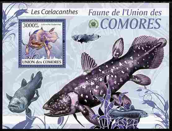 Comoro Islands 2009 Coelcanth Fish perf s/sheet unmounted mint Yv 201, Mi BL 511, stamps on fish, stamps on dinosaurs