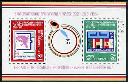 Bulgaria 1984 5th International Stamp Fair, Essen m/sheet unmounted mint SG MS3148, stamps on stamp exhibitions, stamps on flags, stamps on maps