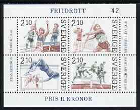 Sweden 1986 Athletics miniature sheet of 4 stamps fine unmounted mint, SG MS1314, stamps on , stamps on  stamps on sport, stamps on  stamps on javelin, stamps on  stamps on high jump, stamps on  stamps on steeplechase