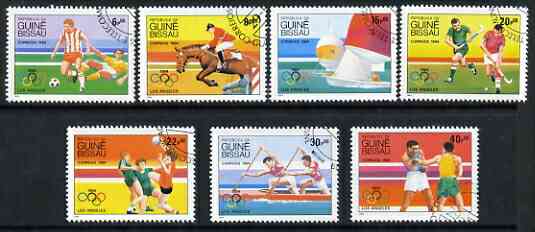 Guinea - Bissau 1984 Los Angeles Olympic Games (2nd issue) cto set of 7, SG 843-49, stamps on sport, stamps on olympics, stamps on horses, stamps on football, stamps on boxing, stamps on hockey, stamps on sailing