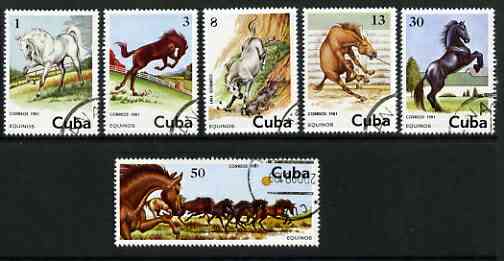 Cuba 1981 Horses set of 6 cto used SG 2739-44, stamps on , stamps on  stamps on horses
