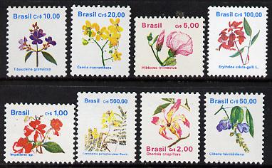 Brazil 1990 Flowers original set of 8 values, SG 2413-24, stamps on flowers, stamps on 