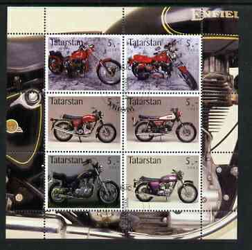 Tatarstan Republic 2003 Motorcycles perf sheetlet containing set of 6 values cto used, stamps on motorbikes