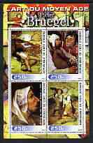 Ivory Coast 2003 Art of the Renaissance - Paintings by Pieter Bruegel perf sheetlet containing 4 values unmounted mint, stamps on , stamps on  stamps on arts, stamps on  stamps on bruegel, stamps on  stamps on dancing, stamps on  stamps on renaissance