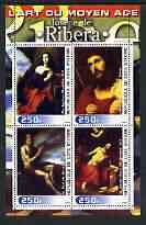 Ivory Coast 2003 Art of the Renaissance - Paintings by Jusepe de Ribera perf sheetlet containing 4 values unmounted mint, stamps on arts, stamps on ribera, stamps on renaissance