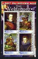 Ivory Coast 2003 Art of the Renaissance - Paintings by Di\8Ego Velazquez perf sheetlet containing 4 values unmounted mint, stamps on arts, stamps on velazquez, stamps on horses, stamps on renaissance