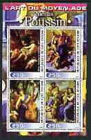 Ivory Coast 2003 Art of the Renaissance - Paintings by Nicolas Poussin perf sheetlet containing 4 values unmounted mint, stamps on , stamps on  stamps on arts, stamps on  stamps on poussin, stamps on  stamps on music, stamps on  stamps on renaissance