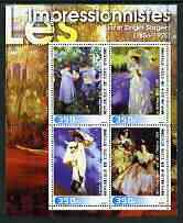 Ivory Coast 2003 Art of the Impressionists - Paintings by John Singer Sargent perf sheetlet containing 4 values unmounted mint, stamps on arts, stamps on weather