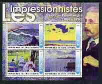 Ivory Coast 2003 Art of the Impressionists - Paintings by Theo Van Rysselberghe perf sheetlet containing 4 values unmounted mint, stamps on arts, stamps on 