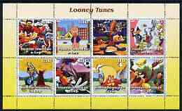 Congo 2003 Looney Tunes #1 perf sheetlet containing 7 values plus label unmounted mint, stamps on films, stamps on movies, stamps on cartoons, stamps on baseball, stamps on eggs