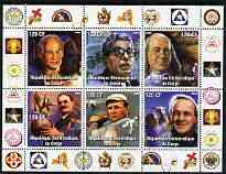 Congo 2003 Famous Persons of NY Masonic Lodge #1 perf sheetlet containing 6 values unmounted mint (John Glenn, Arnold Palmer), stamps on , stamps on  stamps on personalities, stamps on  stamps on masonics, stamps on  stamps on golf, stamps on  stamps on baseball, stamps on  stamps on space, stamps on  stamps on masonics, stamps on  stamps on masonry