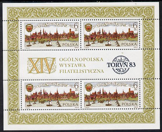 Poland 1983 Anniversary of Torun m/sheet unmounted mint SG MS 2891, stamps on tourism