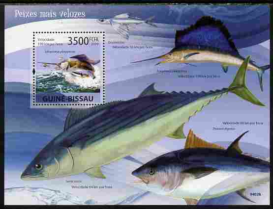 Guinea - Bissau 2009 Fish - Speed Records perf s/sheet unmounted mint Yv 455, stamps on fish