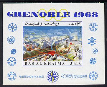 Ras Al Khaima 1968 Grenoble Winter Olympics imperf m/sheet unmounted mint Mi BL 39 , stamps on olympics   sport 