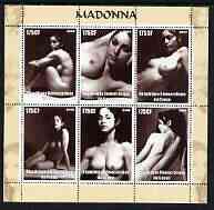Congo 2003 Madonna (Nude) perf sheetlet containing 6 x 175 cf values, unmounted mint, stamps on nudes, stamps on women, stamps on music, stamps on films