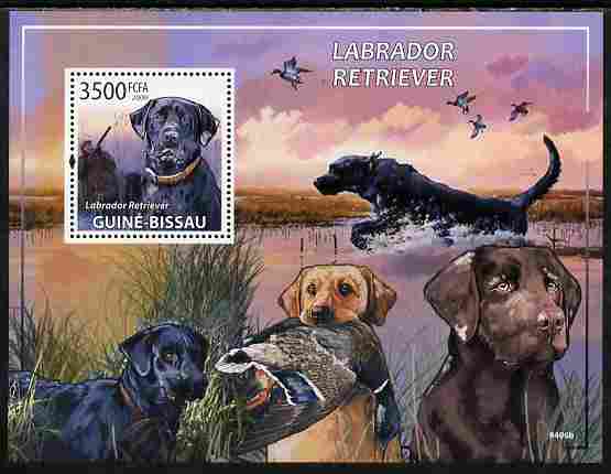 Guinea - Bissau 2009 Dogs - Labrador Retrievers perf s/sheet unmounted mint Yv 459, stamps on dogs, stamps on hunting