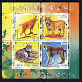 Benin 2003 World Fauna #01 - Lynxes perf sheetlet containing 4 values unmounted mint, stamps on animals, stamps on cats, stamps on lynx