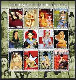 Benin 2003 Pin-Ups from the Land of the Rising Fun perf sheetlet containing 12 values unmounted mint, stamps on arts, stamps on women, stamps on nudes