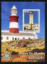 Benin 2003 Lighthouses of Africa perf m/sheet #02 with Rotary Logo unmounted mint, stamps on lighthouses, stamps on rotary