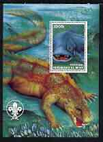 Benin 2003 Dinosaurs perf m/sheet #02 with Scout Logo unmounted mint, stamps on dinosaurs.scouts
