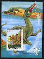 Benin 2003 Dinosaurs perf m/sheet #01 with Scout Logo unmounted mint, stamps on , stamps on  stamps on dinosaurs.scouts