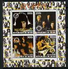 Benin 2003 Queen (pop group) #1 perf sheetlet containing set of 4 values each with Rotary International Logo unmounted mint, stamps on , stamps on  stamps on personalities, stamps on  stamps on entertainments, stamps on  stamps on music, stamps on  stamps on pops, stamps on  stamps on rotary