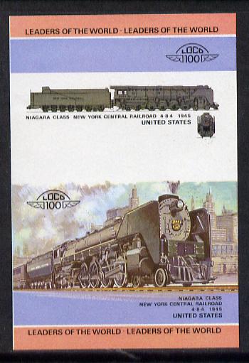 St Vincent - Bequia 1984 Locomotives #1 (Leaders of the World) 35c (4-8-4 New York Central Niagara Class) imperf se-tenant progressive proof pair with Country name and value omitted unmounted mint, stamps on railways