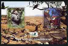 Mauritania 2003 The Nature Conservancy perf m/sheet containing 2 x 150 um values (Apes, Bears & Birds) unmounted mint, stamps on wildlife, stamps on birds, stamps on mammals, stamps on environment, stamps on bears, stamps on koalas, stamps on apes, stamps on roos, stamps on snakes, stamps on snake, stamps on snakes, stamps on 