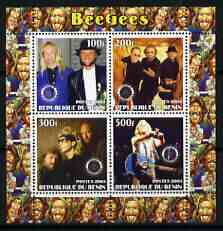 Benin 2003 The Bee Gees perf sheetlet containing set of 4 values each with Rotary International Logo unmounted mint, stamps on personalities, stamps on entertainments, stamps on music, stamps on pops, stamps on rotary, stamps on 