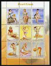 Benin 2003 Pin-Up Art of Pearl Frush perf sheetlet containing set of 9 values unmounted mint, stamps on women, stamps on fashion, stamps on arts, stamps on fantasy