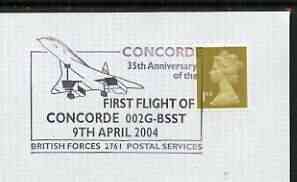 Postmark - Great Britain 2004 cover for 35th Anniversary of First Flight of Concorde with special illustrated cancel, stamps on aviation, stamps on concorde