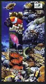 Benin 2003 The Nature Conservancy perf sheetlet containing set of 3 values (Ocean Fauna) unmounted mint, stamps on environment, stamps on fish, stamps on marine life, stamps on coral