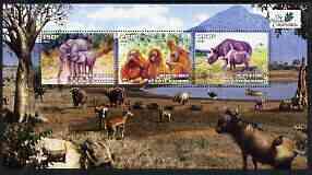 Ivory Coast 2003 The Nature Conservancy perf sheetlet containing set of 3 values (Elephants, Apes & Rhinos) unmounted mint, stamps on , stamps on  stamps on wildlife, stamps on  stamps on environment, stamps on  stamps on elephants, stamps on  stamps on apes, stamps on  stamps on rhinos