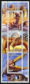 Ivory Coast 2003 Prehistoric Animals perf sheetlet containing set of 3 values unmounted mint, stamps on dinosaurs