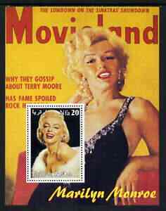 Eritrea 2003 Marilyn Monroe perf m/sheet (Movieland Magazine) Eritrea 2001 Marilyn Monroe, stamps on marilyn monroe, stamps on films, stamps on cinema, stamps on entertainments, stamps on women