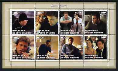 Ivory Coast 2002 Ben Affleck perf sheetlet containing 8 values unmounted mint, stamps on , stamps on  stamps on films, stamps on  stamps on cinema, stamps on  stamps on personalities, stamps on  stamps on 