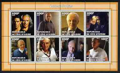 Ivory Coast 2002 Anthony Hopkins perf sheetlet containing 8 values unmounted mint, stamps on films, stamps on cinema, stamps on personalities, stamps on 