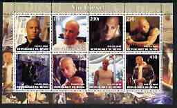 Benin 2002 Vin Diesel perf sheetlet containing 8 values unmounted mint, stamps on personalities, stamps on entertainments, stamps on movies, stamps on films, stamps on cinema, stamps on 