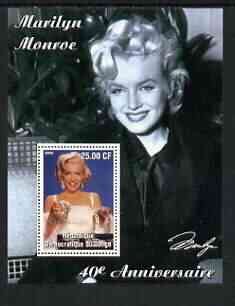 Congo 2002 40th Death Anniversary of Marilyn Monroe #05 perf m/sheet unmounted mint, stamps on personalities, stamps on entertainments, stamps on films, stamps on cinema, stamps on women, stamps on marilyn monroe