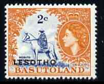 Lesotho 1966 Mosuto Horseman 2c (wmk Script CA) unmounted mint, SG 112A*, stamps on , stamps on  stamps on tourism, stamps on  stamps on horses