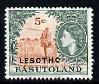 Lesotho 1966 Herd Boy Playing Lesiba 5c (wmk Script CA) unmounted mint, SG 115A*, stamps on tourism, stamps on cattle, stamps on bovine, stamps on music