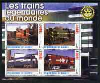 Guinea - Conakry 2003 Legendary Trains of the World #11 perf sheetlet containing 4 values with Rotary Logo, unmounted mint, stamps on railways, stamps on rotary