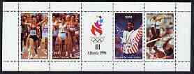 Batum 1996 Atlanta Olympic games perf sheetlet containing 4 values plus label, unmounted mint, stamps on olympics, stamps on pole vault, stamps on running