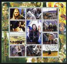 Karelia Republic 2004 Lord of the Rings - Two Towers #2 perf sheetlet containing 12 values fine cto used, stamps on films, stamps on movies, stamps on literature, stamps on fantasy, stamps on entertainments, stamps on 