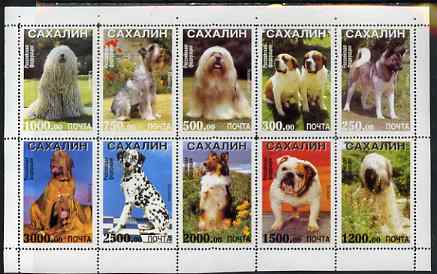 Sakhalin Isle 1996 Dogs set of 10 values unmounted mint, stamps on animals, stamps on dogs, stamps on bernard