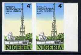 Nigeria 1971 Opening of Earth Satellite Station 4d Mast & Dish unmounted mint imperf pair, as SG 266, stamps on radio, stamps on satellites, stamps on communications